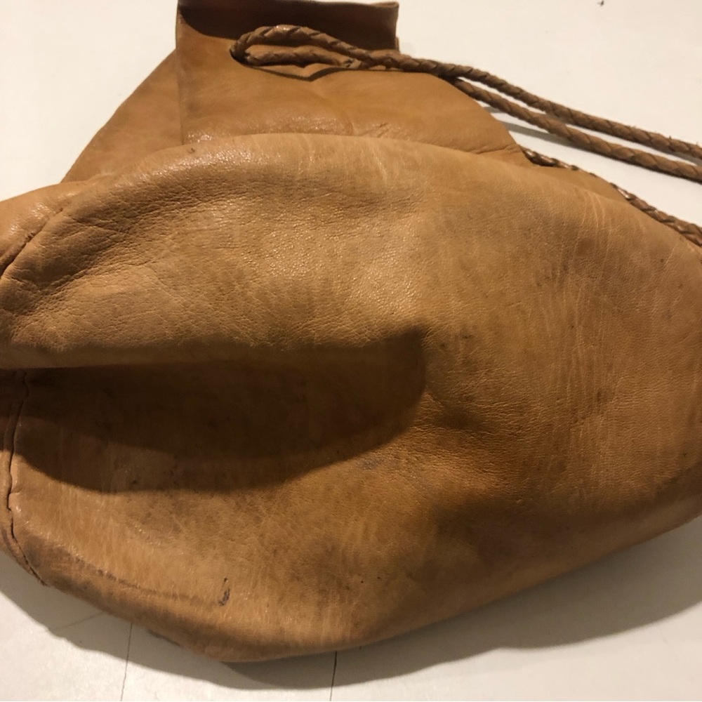 Handmade Leather Drawstring Backpack - Picture 9 of 12